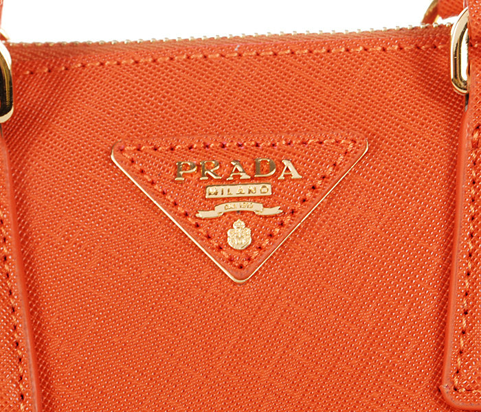 2014 Prada Saffiano Leather Small Two Handle Bag BL0838 orange for sale - Click Image to Close